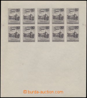 169261 - 1951 Pof.TL L36N, Spa 20Kčs brown, whole printing sheet wit