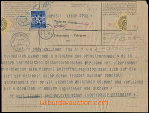 169278 - 1918 telegram zaslaný politikem Dr. Emilem Stodolu z Budape