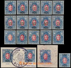 169347 - 1919 FORGERIES - Lion, comp. 15 pcs of stamp. and 2 cut-squa