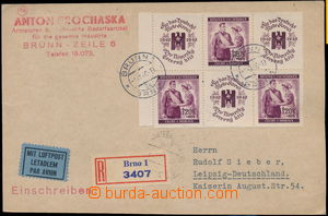 169409 - 1940 R+Let-lístek zaslaný do Německa, vyfr. 3ks zn. Něme