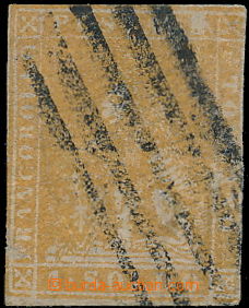 169585 - 1857 Sass.11, Heraldický lev 1Soldi okrová, černé mří
