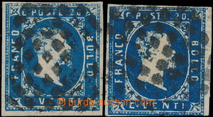 169586 - 1851 Sass.2, 2d, Viktor Emanuel II. 20c modrá, 2 barevné o