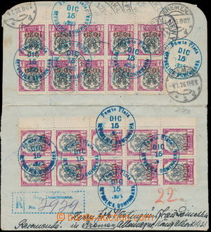 169591 - 1925 Reg letter franked with 20x Coat of arms 1/2 Centavo vi