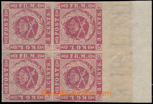 169618 - 1856 Mi.2, Sc.2, Znak 3C tmavě růžová, krajový 4-blok, 