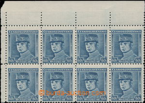 169833 - 1939 Alb.1, Blue Štefánik 60h, upper corner blk-of-8 with 
