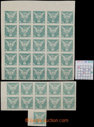 170015 - 1918 Pof.NV1, Falcon in Flight (issue) 2h green, comp. of 4 