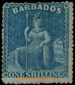 170078 - 1863 SG.34a, LEGENDÁRNÍ CHYBOTISK Britannia 1Sh v modré, 