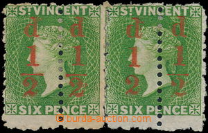 170080 - 1881 SG.33a,33b, strip of 4 of overprinted provisional bisec