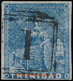170091 - 1853 SG.14, Britannia 1P modrá na namodralém papíru, tzv.