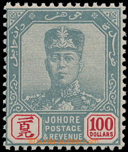 170135 - 1904 SG.77, Sultán Ibrahim 100$ zelená / červená; vzácn