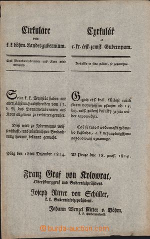 170170 - 1814 FRANTIŠEK I. RAKOUSKÝ (1792-1835) / printed circular 