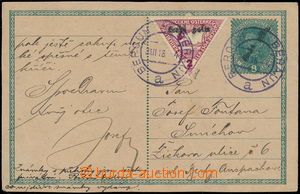 170318 - 1918 CSV rakouská dopisnice 8H Karel s šikmým 1-řádkov