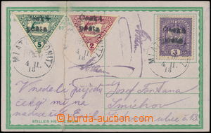 170319 - 1918 Fontanův přetisk, pohlednice vyfr. zn. Koruna 3H + sp