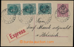 170321 - 1918 CSV2Pa, Ex-dopisnice 10H Znak červená, šedý papír,