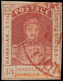 170413 - 1853 Sc.6, Kamehameha 13C dark red, clear imprint of daily p
