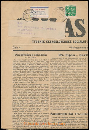 170440 - 1945 provisional newspaper label The Voice of people vylepna