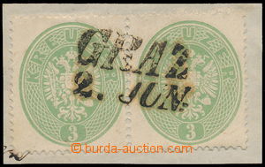 170502 - 1863 Mi.25, Ferch.25, Orel 3Kr zelená,  2-páska na výstř