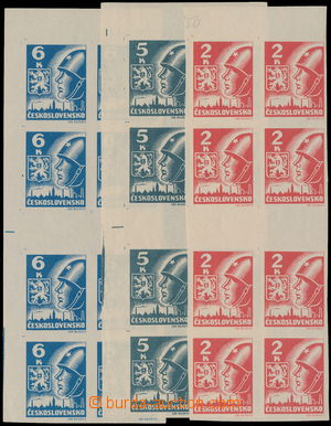 170541 -  Pof.354 - 356Ms(4), selection of vertical 4-stamps. vertica