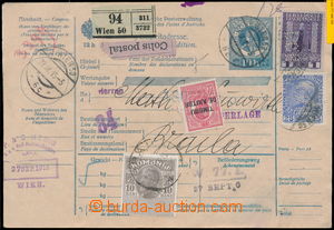 170589 - 1915 whole parcel card to Rumania, with F.J. 1 K and 25h wit