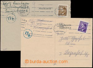 170624 - 1944 GHETTO TEREZÍN, 2x lístek zaslaný do Vídně, Poděk