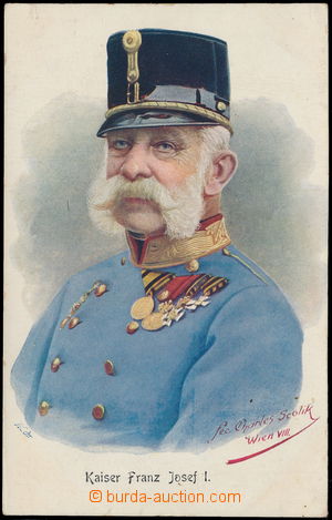 170665 - 1908 FRANZ JOSEF I., kreslená pohlednice v uniformě s čep