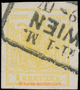 170713 - 1850 Mi.1, Znak 1Kr citronově žlutá, MP, III. typ, krásn