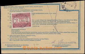 170731 - 1940 ústřižek balíkové průvodky s vylepenou poplatkovo