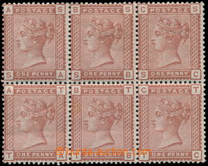 170805 - 1880 SG.166, Viktorie 1P benátská červená, 6-blok, průs