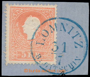 170845 - 1859 Mi.13II, FJI 5Kr červená, na malém výstřižku s ce
