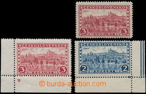 170943 - 1926 Pof.226x, 229, 230, Praha, hodnota 3Kč červená, perg