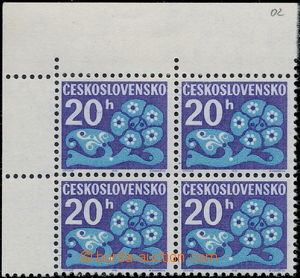 171009 - 1971 Pof.D93xb, Postage due stmp 20h, UL corner blk-of-4, op