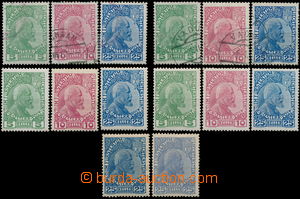 171057 - 1912 Mi.1-3, Kníže Johann II., 5h-25H, sestava 14ks, obsah