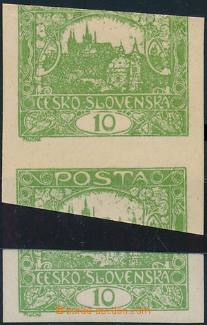 171074 -  Pof.6, 10h green, vertical pair in/at big folded paper; int