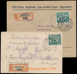 171196 - 1920-23 sestava 2ks R dopisů adresovaných do ciziny s 1-n