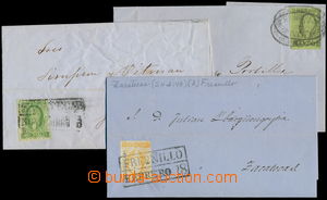 171218 - 1856-1861 3 letters with Mi.2, 3, 7, Hidalgos, 1 Real yellow