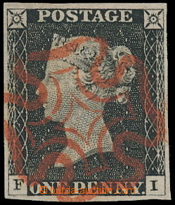 171288 - 1840 SG.2, Penny Black, šedočerná, písmena F-I, TD 3, p