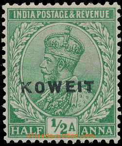 171308 - 1923 SG.1E, indická zn. Jiří V. ½P zelená, PŘETISK