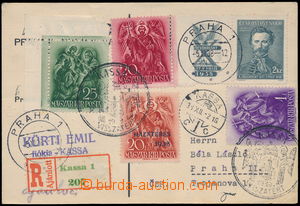 171330 - 1938 Reg card to Prague, with mixed franking of czechosl. st