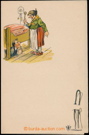 171347 - 1900 Josef Šváb č. 10, dopisní papír, muž pod postelí