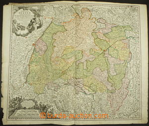 171537 - 1700 MAPA ŠVÝCARSKA  colored map Švýcarských kantonů, 