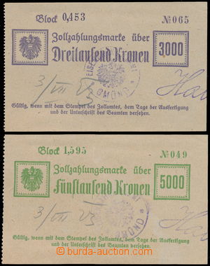 171602 - 1923 AUSTRIA  2 pcs of customs bollettes, value 3000K violet