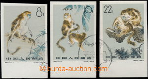 171622 - 1963 Mi.741B-743B, Opice, kompletní série nezoubkovaných 