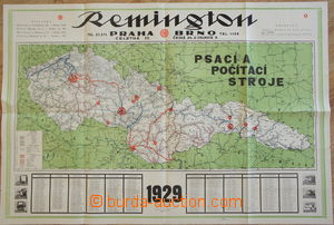 171637 - 1929 Railway map Czechoslovakia with kalendářem and advert