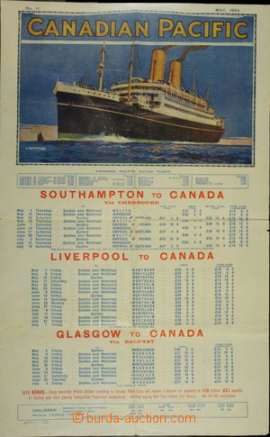 171638 - 1924 CANADIAN PACIFIC, plakát s lodním řádem kanadské p