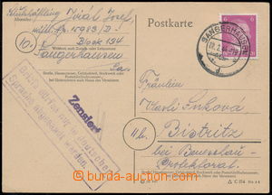 171680 - 1945 C.C. SANGERHAUSEN, postcard franked with 6Pf A. Hitler,