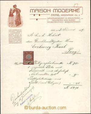 171717 - 1907 RAKOUSKO-UHERSKO/ faktura za umělecky provedenou kazet