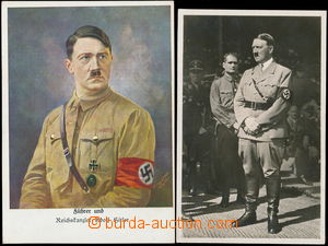 171731 - 1938-42 A. HITLER, 2x pohlednice, 1x foto A.H. stojící v p