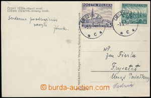 171740 - 1938 CIEZSYN 2, postcard Czech Těšín, with mixed franking