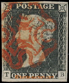 171775 - 1840 SG.2 Penny Black, šedo-černá; TD 2, písmena T-B, ra