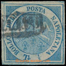 171779 - 1860 Sass.15, novinová 1/2 Tornese modrá, raz. ANNULATO; n